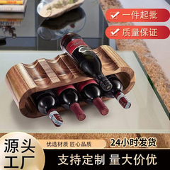 木製の二重ワインの置物の実木現代のシンプルなデスクトップのワインの展示棚のワインの陳列棚