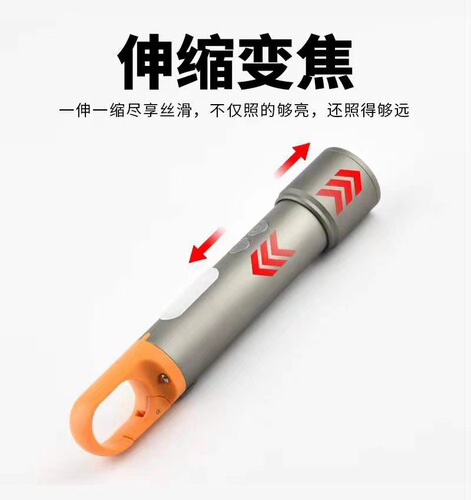 Cross-border new bright LED flashlight outdoor Type-C charging telescopic zoom aluminum mini light
