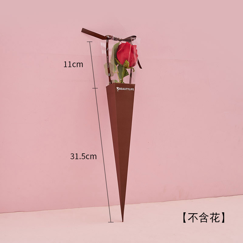 Caja triangular Caja de embalaje de rosas individual Material de embalaje de flores de PVC Caja de regalo de flores Bolsa de embalaje de flores en stock