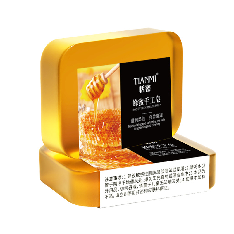 Venta al por mayor de 70g Tianmi Honey Handmade Jabón Limpiador Hidratante Hidratante Piel Limpiador Baño Todo el cuerpo Disponible