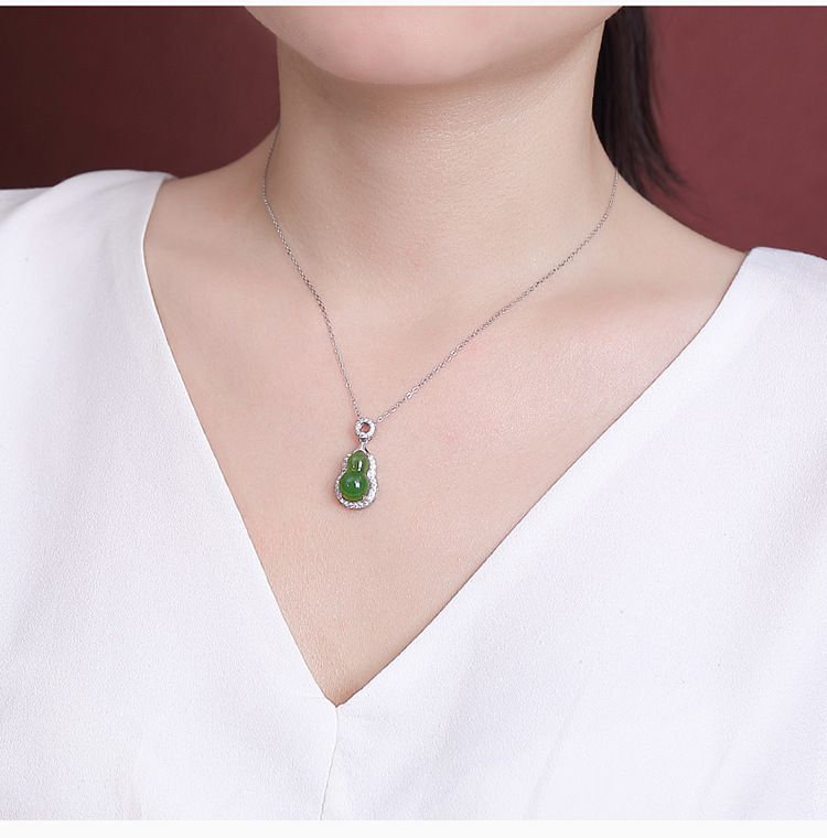 Mặt dây chuyền bạc S925 mạ vàng hình bầu Fulu phong cách cổ điển Trung Hoa — Mẫu vàng (không có dây chuyền) chi tiết 6