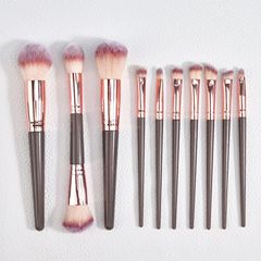 初心者向け10本入りシャンパンカラー化粧ブラシセット、パウダーブラシ、ファンデーションブラシ、アイシャドウブラシ、携帯用ツールセット