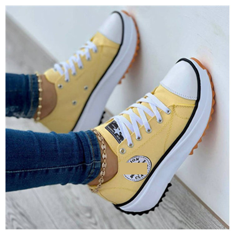 2022 new spot shoes women's spring and autumn canvas shoes Breathable High-top casual women's shoes thick-soled lace-up shoes