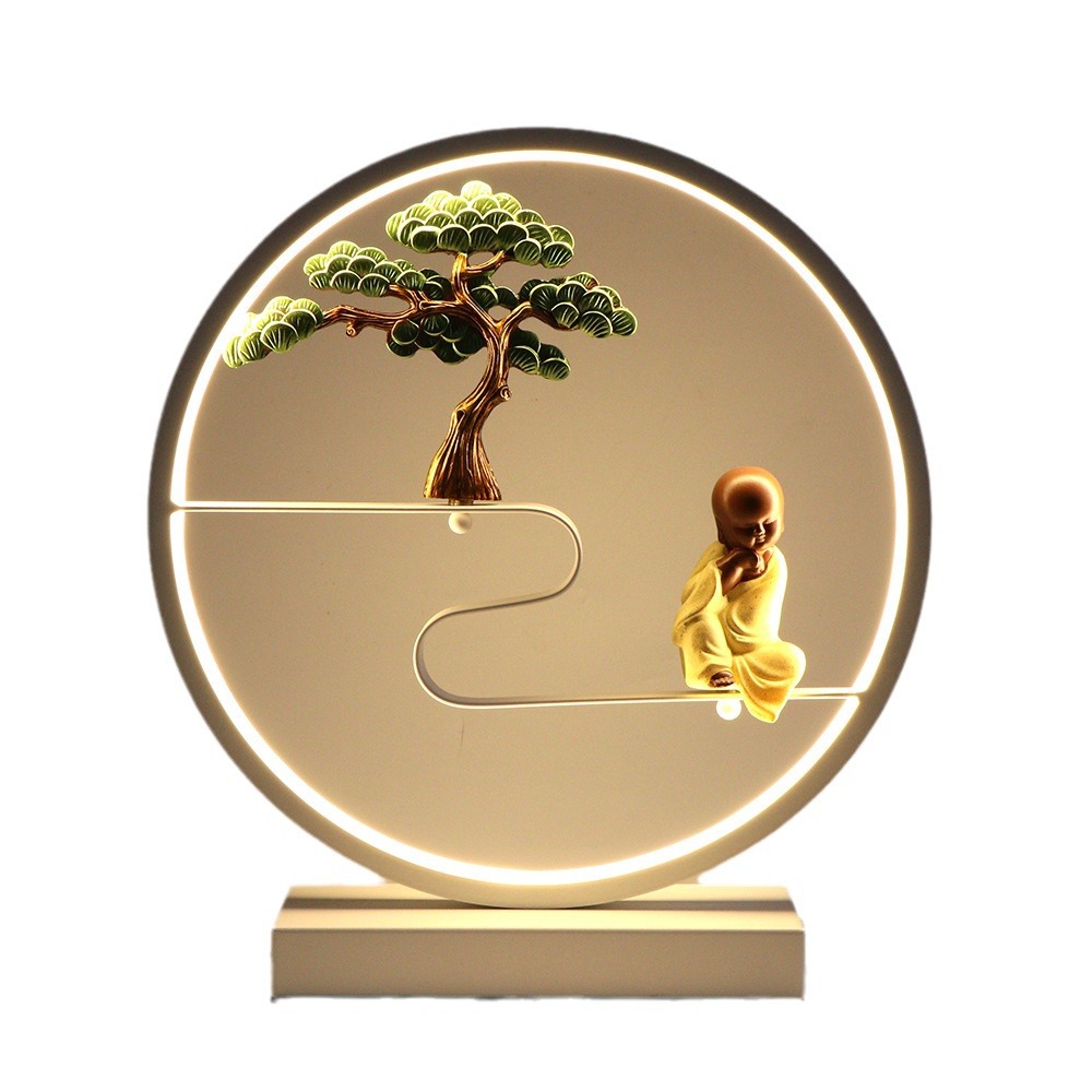 Lámpara de escritorio LED, lámpara de noche retro para proteger la vista, lámpara decorativa redonda para dormitorio, luz de tres colores ajustable, estilo vintage de escritorio