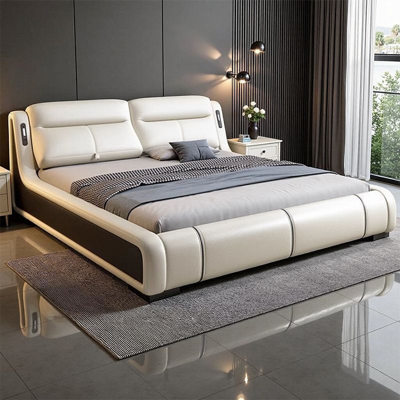 1.5m Multifunctional Modern Light Luxury Leather Bed, Modern Minimalist Adjustable Soft-Upholstered 1.8m Master Bedroom Storage Leather Bed 1.5m Multifunctional Modern Light Luxury Leather Bed, Modern Minimalist Adjustable Soft-Upholstered 1.8m Master Bedroom Storage Leather Bed