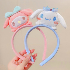 Cartoon hairband with 3D plush doll design, Korean-style cute makeup & face-washing hair clip—internet-famous, ultra-cute hair accessory