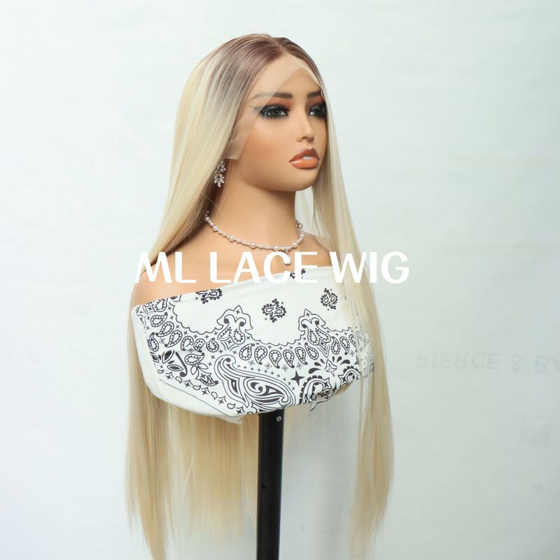 Light Gold Gradient Women's Long Shawl Long Straight Hair Synthetic High Temperature Silk Wig Accessible Luxury High-End Model