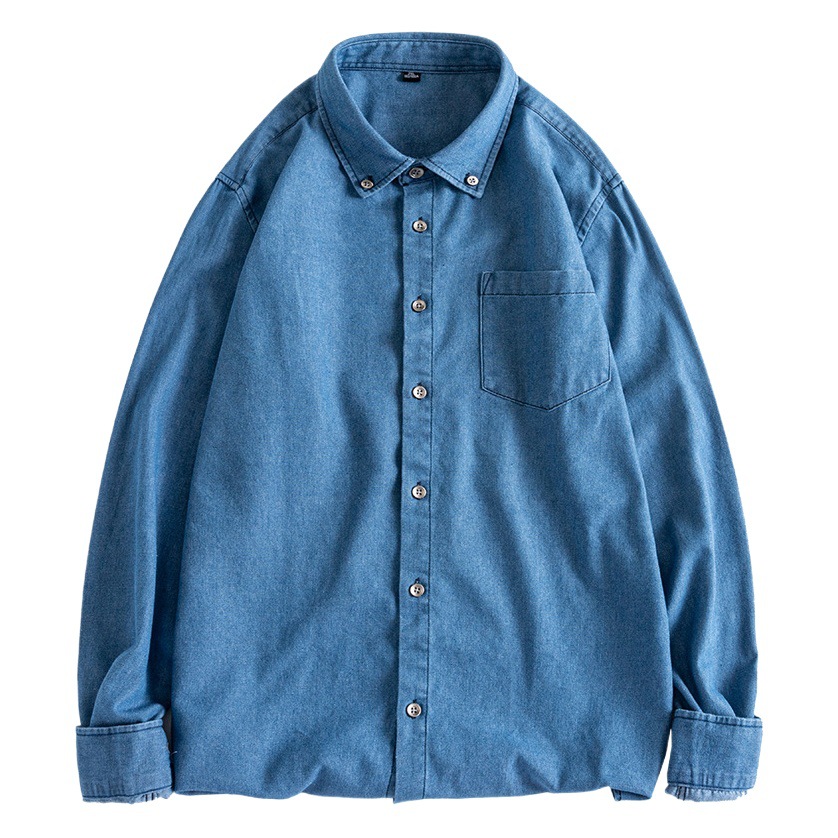 Camisa de manga larga de mezclilla de algodón camisa juvenil de moda masculina camisa juvenil abrigo de estudiante camisa juvenil moda masculina