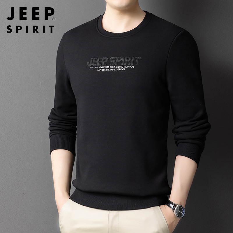 JEEP SPIRIT 一件代发男士秋季圆领新款正品套头休闲羊羔毛男卫衣