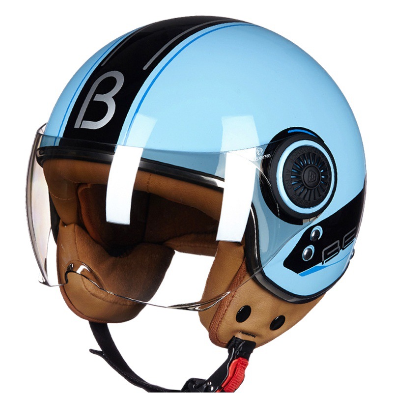 Casco de Motocicleta Beon para Primavera y Verano, Elegante y Moderno para Hombres y Mujeres, Casco Medio para Scooter Eléctrico, Estilo Retro Ligero de Media Cara.