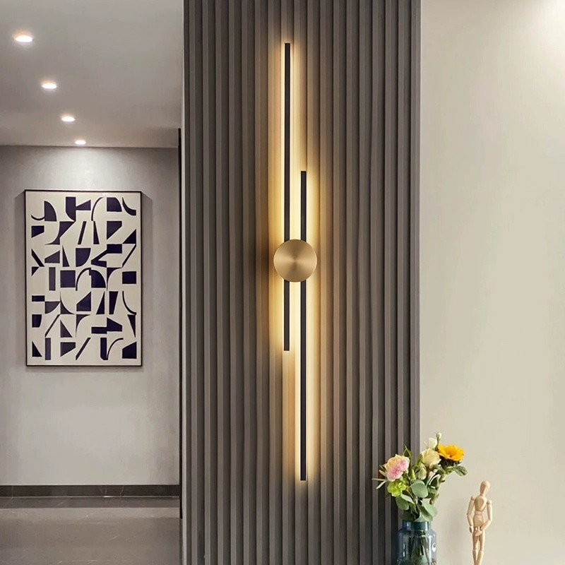 Sala de estar lámpara de pared de banda larga simple TV de fondo pared de pared decoración de lámpara de pared de cabecera de dormitorio superior lujoso interior