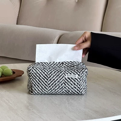 Car tissue box/set: Vintage-style fabric tissue box for home