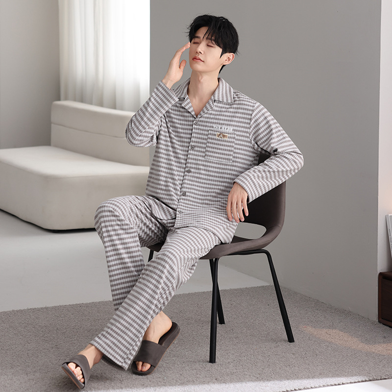 Derong Pajamas Autumn and Winter Men's Long-Sleeved Korean Cartoon Casual Loose Youth Home Clothes Set Can Be Worn Outside