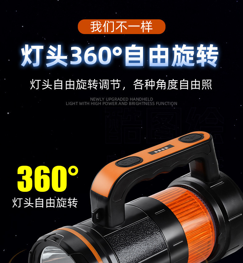 Cross-border outdoor flashlight, multifunctional, long-lasting, strong light, long-range, with tools, rechargeable, high-power portable light