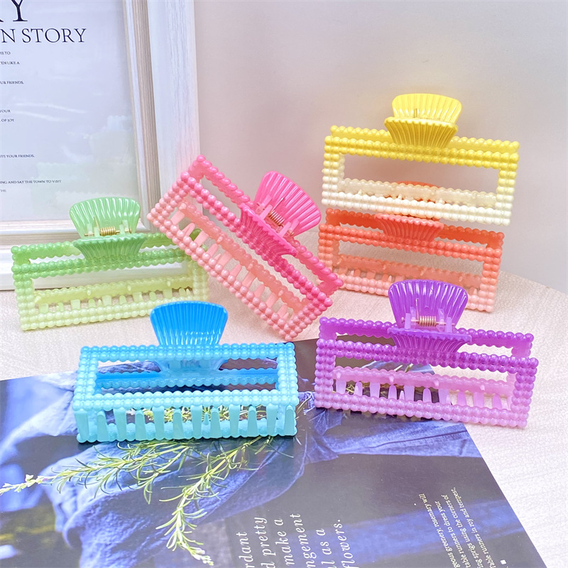 Nuevo color brillante gradiente cuadrado grande pequeño y mediano tamaño horquilla clip de la cabeza de la espalda de las mujeres dos yuanes tienda de accesorios de cabeza