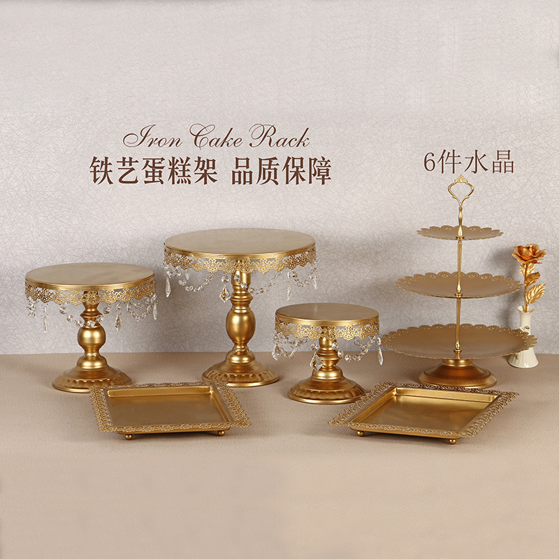 Postre de oro Decoración de mesa soporte de exhibición traje creativo europeo pastel merienda stand buffet comida fría té mesa de descanso image 8