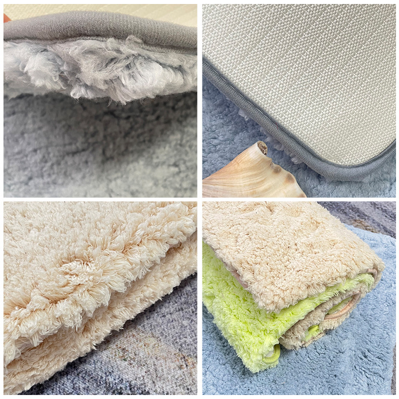 Hermosas alfombras de terciopelo transfronterizas para alfombras de baño de absorción de agua, alfombras de lujo ligeras, alfombras de peluche, alfombras de cama en stock, alfombras