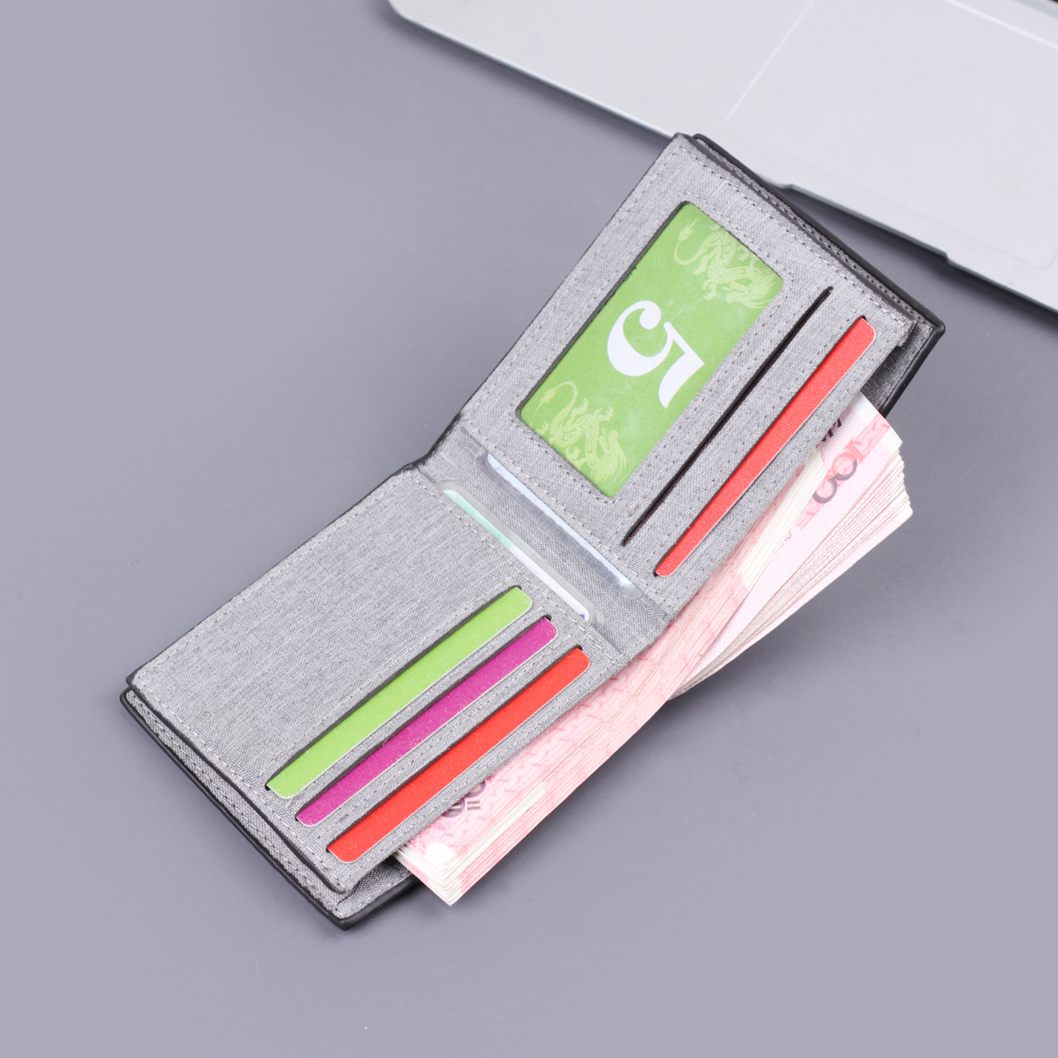 Cartera de lona para hombres cartera corta de grosor cartera de efectivo de gran capacidad cartera de hombres cartera transfronteriza