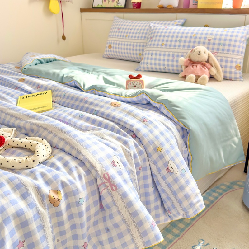 クラスA二重糸プリント夏はエアコン夏涼しさで学生寮の洗濯機に洗濯されている