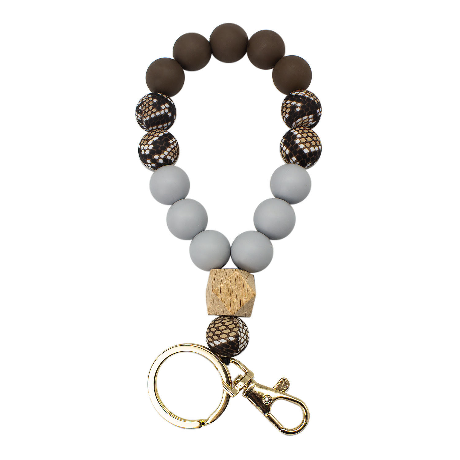 Pulsera de cuentas de silicona de color europeo y americano llavero Amazon pulsera de cuentas de estampado de leopardo de alta calidad pulsera llavero
