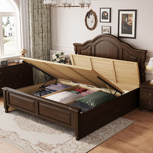 K*复古美式床实木床1.8米双人床主卧床1.5m现代简约家具2米x2米大