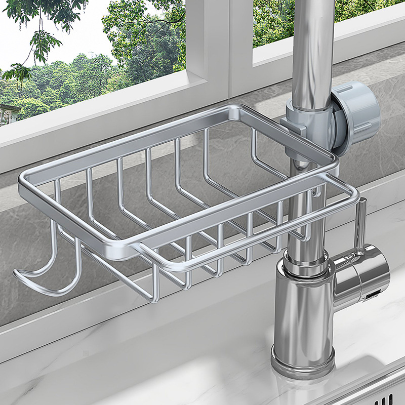Kitchen Faucet Storage Rack Dishwasher Sink Tank Rack Drain Basket Sponge Brush Scrubbing Cloth Rack Storage Rack