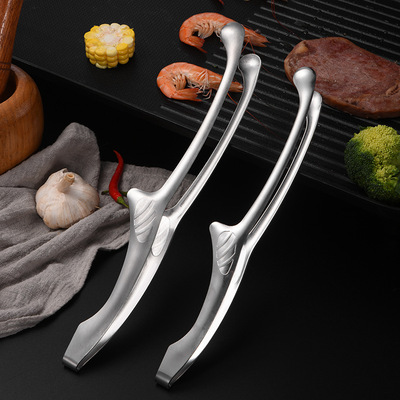Korean barbecue Clamp Stainless steel BBQ clip Round ox horn Barbecue clip self-help steak 430 Japanese food folder