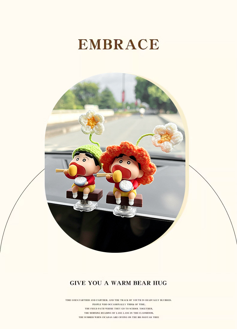 Rotatable Crayon Shin-chan car dashboard ornament 2026 new model car screen decoration creative gift