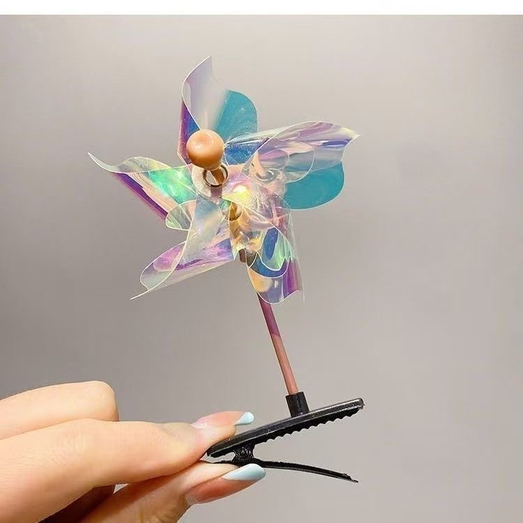 Molino de viento pequeño con láser, horquilla para mujeres, regalo del Día del Niño, venta de lentejuelas lindas y lindas, horquilla, tocado de molino de viento pequeño image 4