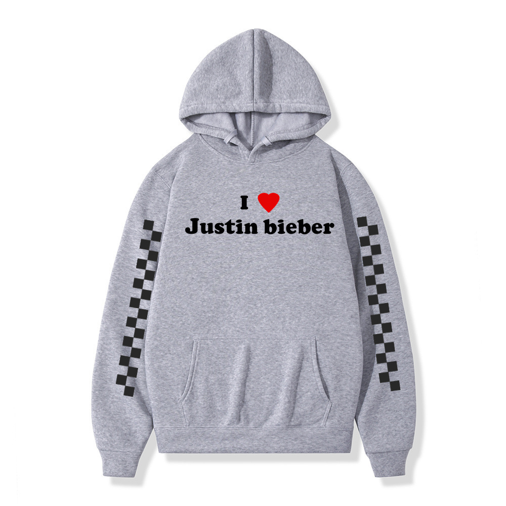Winter Men Hoodies I love Justin Bieber Pullover Male Hooded