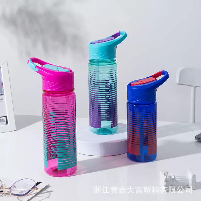 安全耐温Tritan运动水杯户外儿童防摔便携式水壶家用带吸管塑料杯