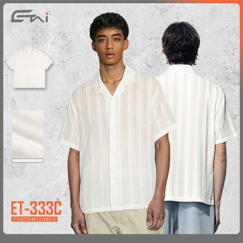 ETAI Men's Wear | high quality Loosen Texture Striped Shirt Men's Cross-border Fashion Brand Button Short Sleeve Shirt