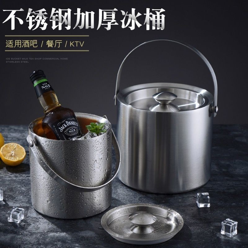 Los fabricantes suministran cubo de hielo aislado de doble capa de forma especial champán cerveza Cubo de acero inoxidable metal Barra de vino cubo de hielo