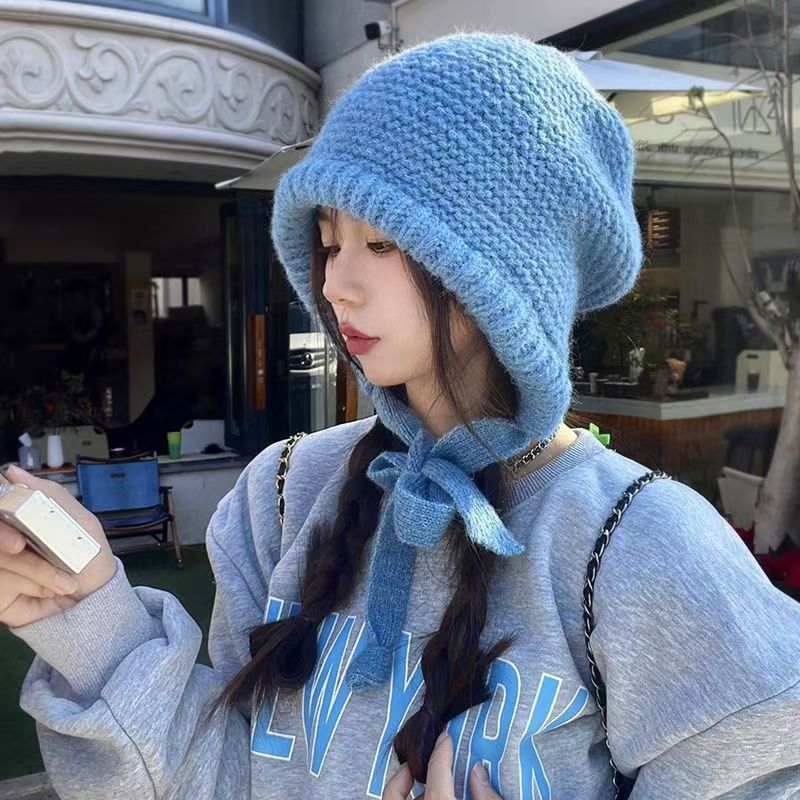 费尔岛风针织帽子女秋冬季复古巴拉克拉法帽包包帽保暖护耳毛线帽|undefined