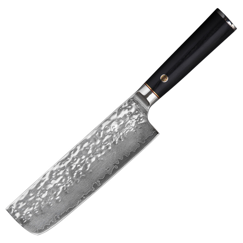 Cuchillo de acero de Damasco de 7 pulgadas, forjado con patrón de martillo, estilo japonés, 73 capas de acero inoxidable, cuchillo de cocina pequeño, acero fino, forjado a mano para el hogar image 6