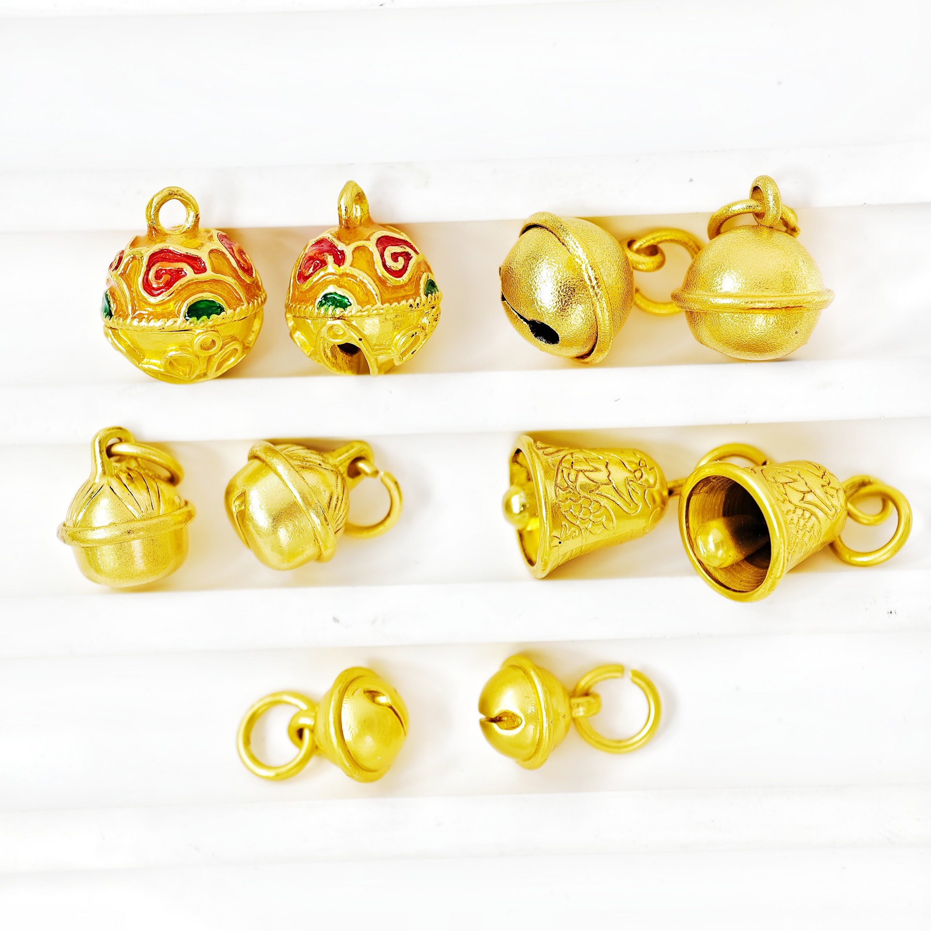 古法金铃铛滴油铃铛珐琅吞金兽祥云铃铛挂坠diy手链项链饰品配件