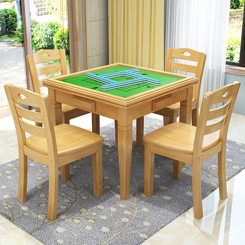 Solid wood mahjong table, dining table, dual-purpose chess table, modern simple folding household simple manual chess and card table and chair combination