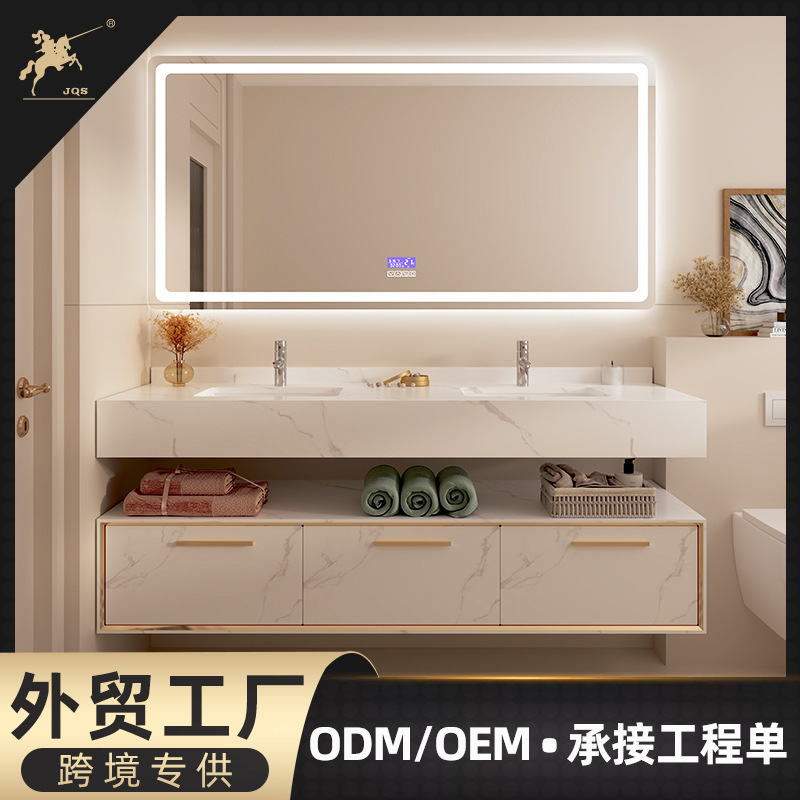 Ouhongzhi Smart Mirror Double Washbasin Vanity Luxury Bathroom Stainless Steel Cabinet Factory Stainless Steel Bathroom Cabinet