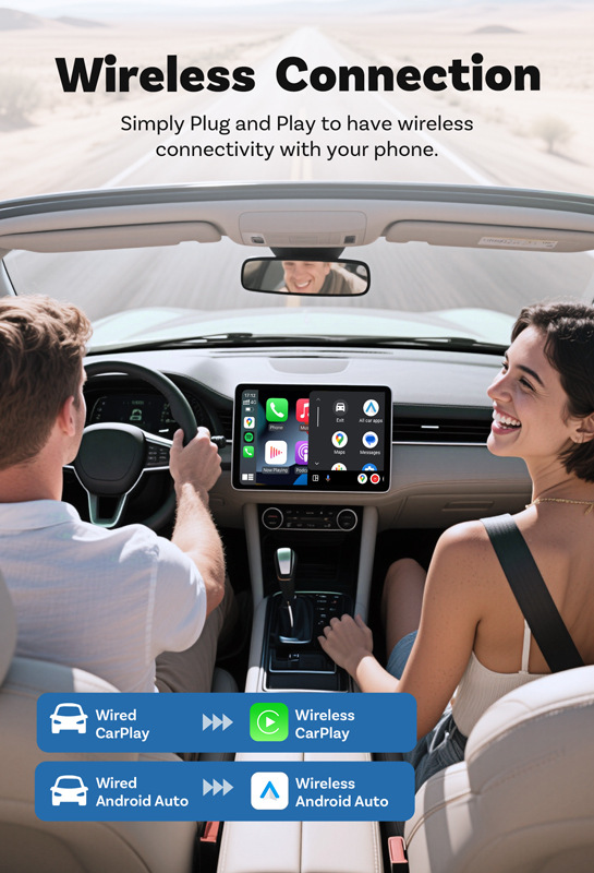 Cross-Border New Product Metal Mirror Carplay Adapter Carplayandroip Auto Two-In-One Adapter