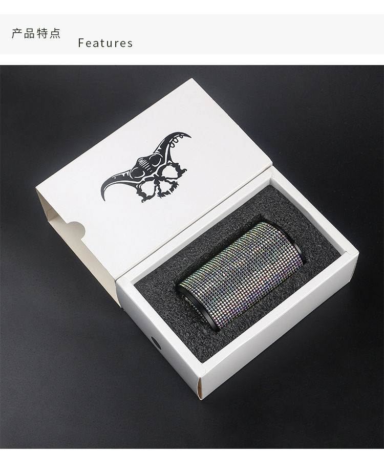 Car Ashtray with Diamonds, New Creative Metal Aluminum Alloy Flame-Retardant Ashtray with Lid, Multifunctional Car Cigarette Holder