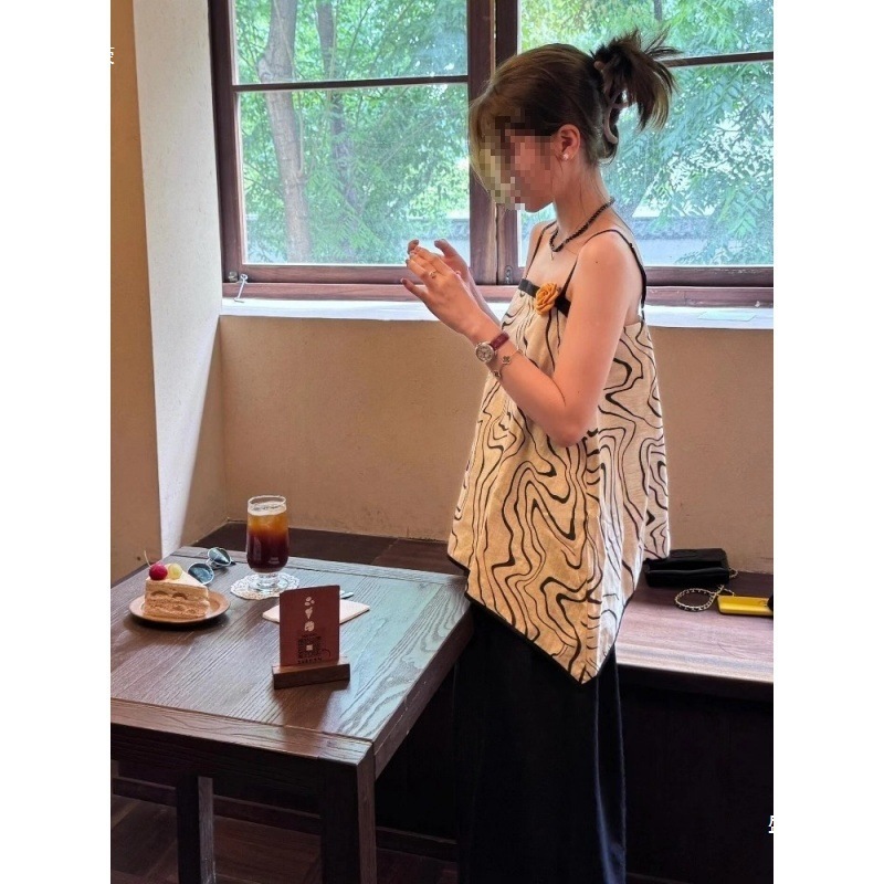 度假风无袖背心显瘦打底衫吊带阔腿西装裤垂感休闲超长拖地裤套装|undefined
