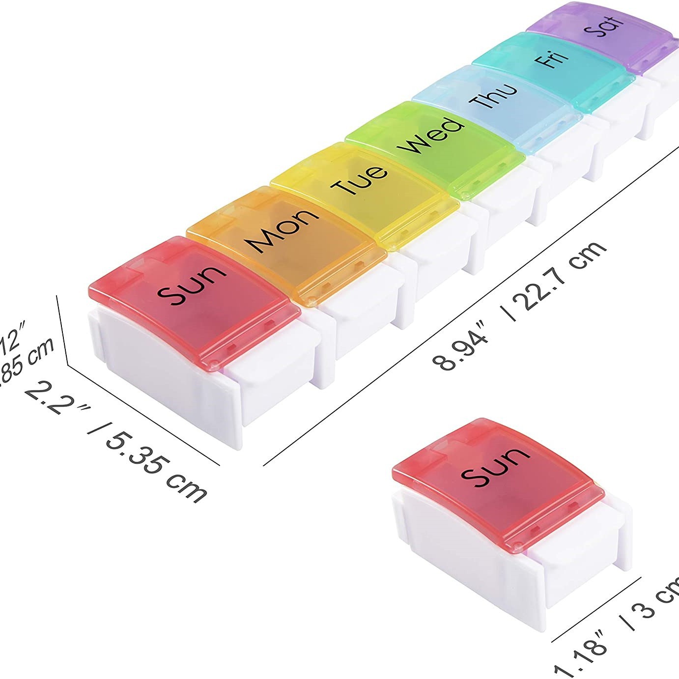 Directo de fábrica Inicio Viajes sola fila 7 días Arco Iris Piano prensa rebote conveniente caja de la píldora del Cuidado de La Salud caja de la píldora
