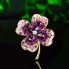 Lucky clover, sophisticated brooch, retro zirconium lapel pin, pin, Korean style