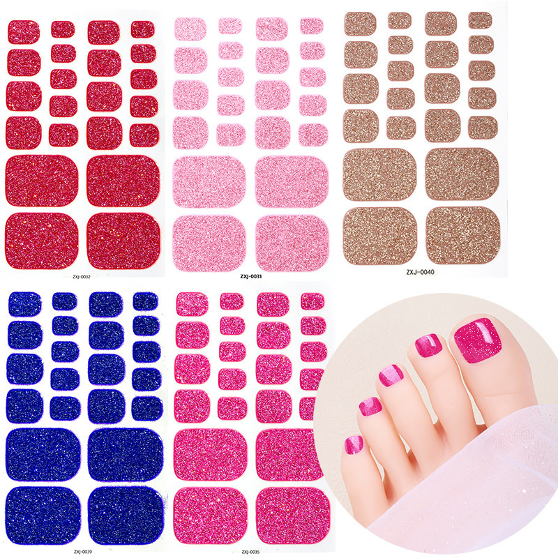 Zhengxiang Solid Color Onion Powder Manicure Stickers Cross-border Simple Toenail Stickers Manicure Stickers Foot Nail Stickers Waterproof Foot Stickers