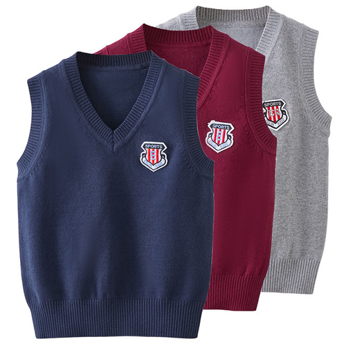 2024 New Medium and Large Boys Sweater Vest Girls Knitted Vest Children Kindergarten Baby Garden Clothes Wholesale