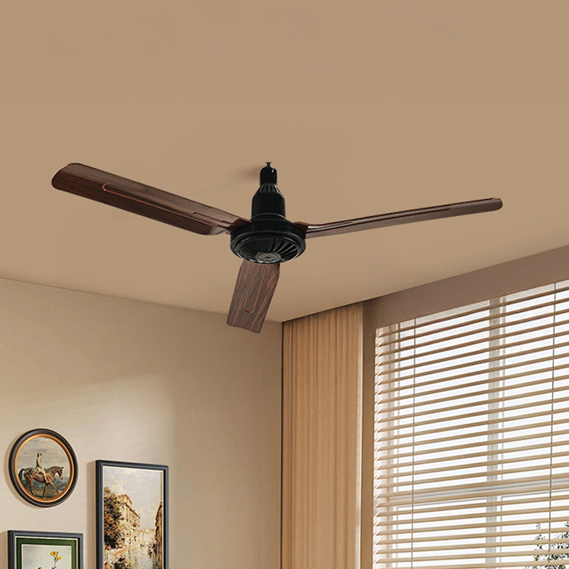 American Vintage Wood Grain Ceiling Fan 1200 Ceiling Fan Black Nordic Fan Ceiling Fan Household Fan Three-leaf Ceiling Fan