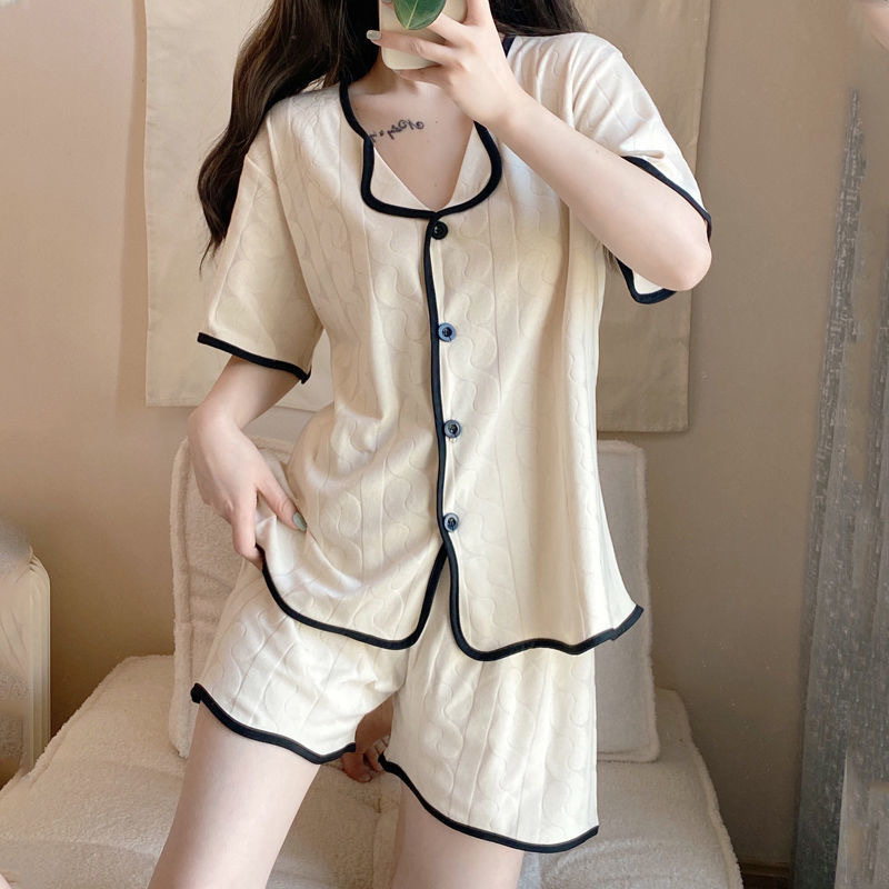 Pijamas femeninos 2025 de encaje estilo coreano manga larga