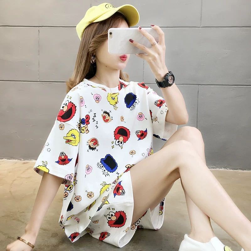 Pijama mujer verano suelto talla grande dulce y lindo estudiante pantalones cortos de manga corta se pueden usar trajes de servicio a domicilio coreanos