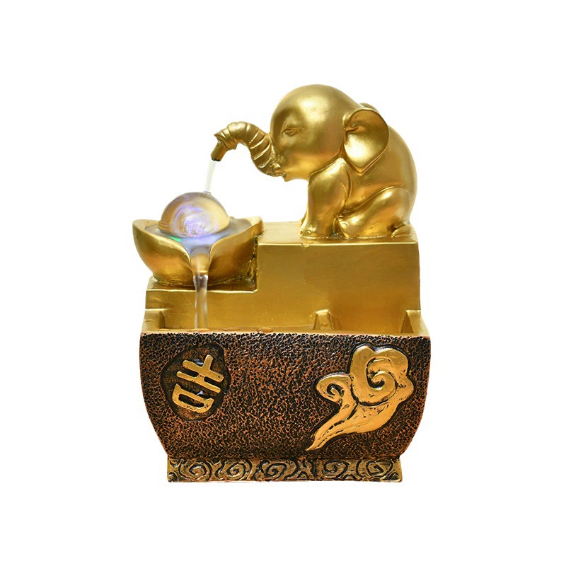 Счастливый слон Xintianquan Water Spray Ornament Running Water Circulation Waterscape Decoration Living Room Entrance Desktop Ornament