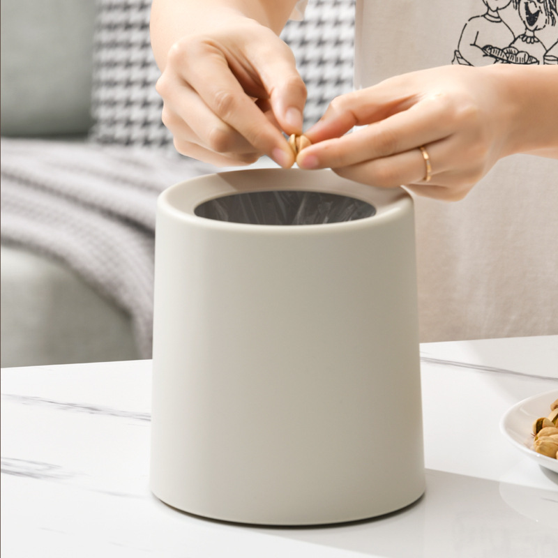 Mini Desktop Double Layer Garbage Living Room Household Bedroom Simple Cream Style Coverless Creative small size for Office Mini Desktop Double Layer Garbage Living Room Household Bedroom Simple Cream Style Coverless Creative small size for Office